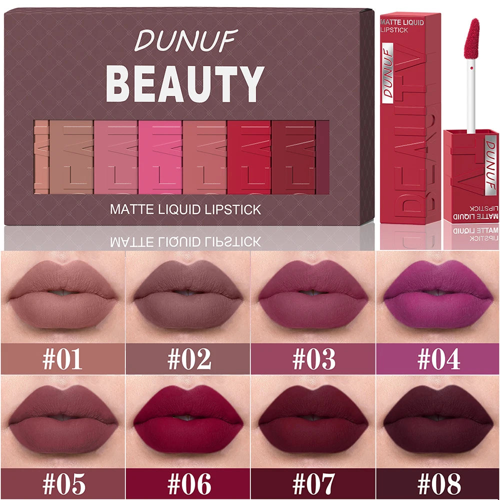 Kit ( 8pieces ) Lipstick Mat Longue Tenue